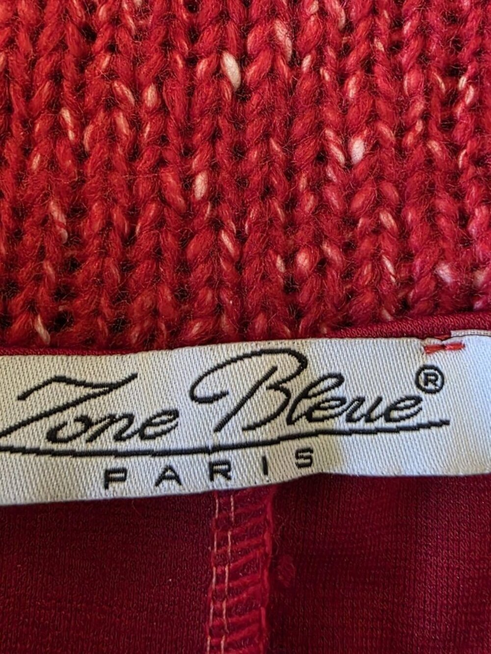 Zone Bleue Paris Vintage Silk Knit Red Off Shoulder Asymmetrical Zip Sweater XS - Picture 6 of 14